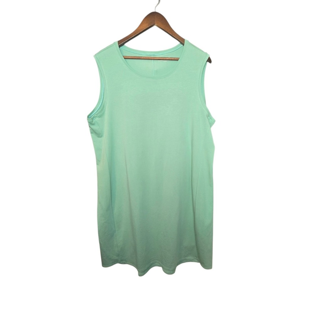 Eileen Fisher XL Sleeveless Dress Green Knit Casual Tank‎ Style Minimalist